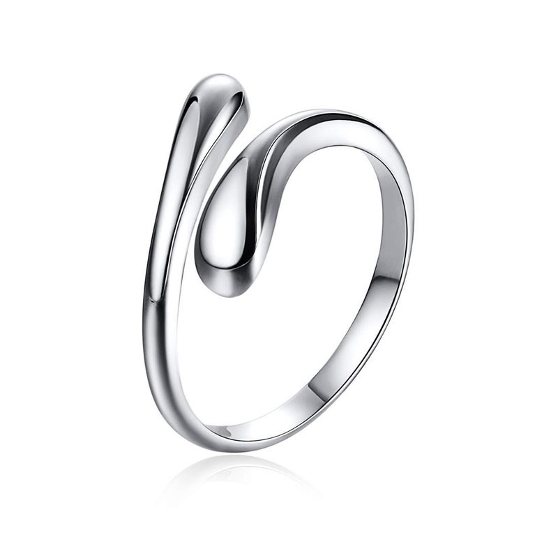 ChicSilver 925 Sterling Silver Rings Minimalist Teardrop Adjustable Rings for Women High Polish Open Ring Eternity Ring - Image 1